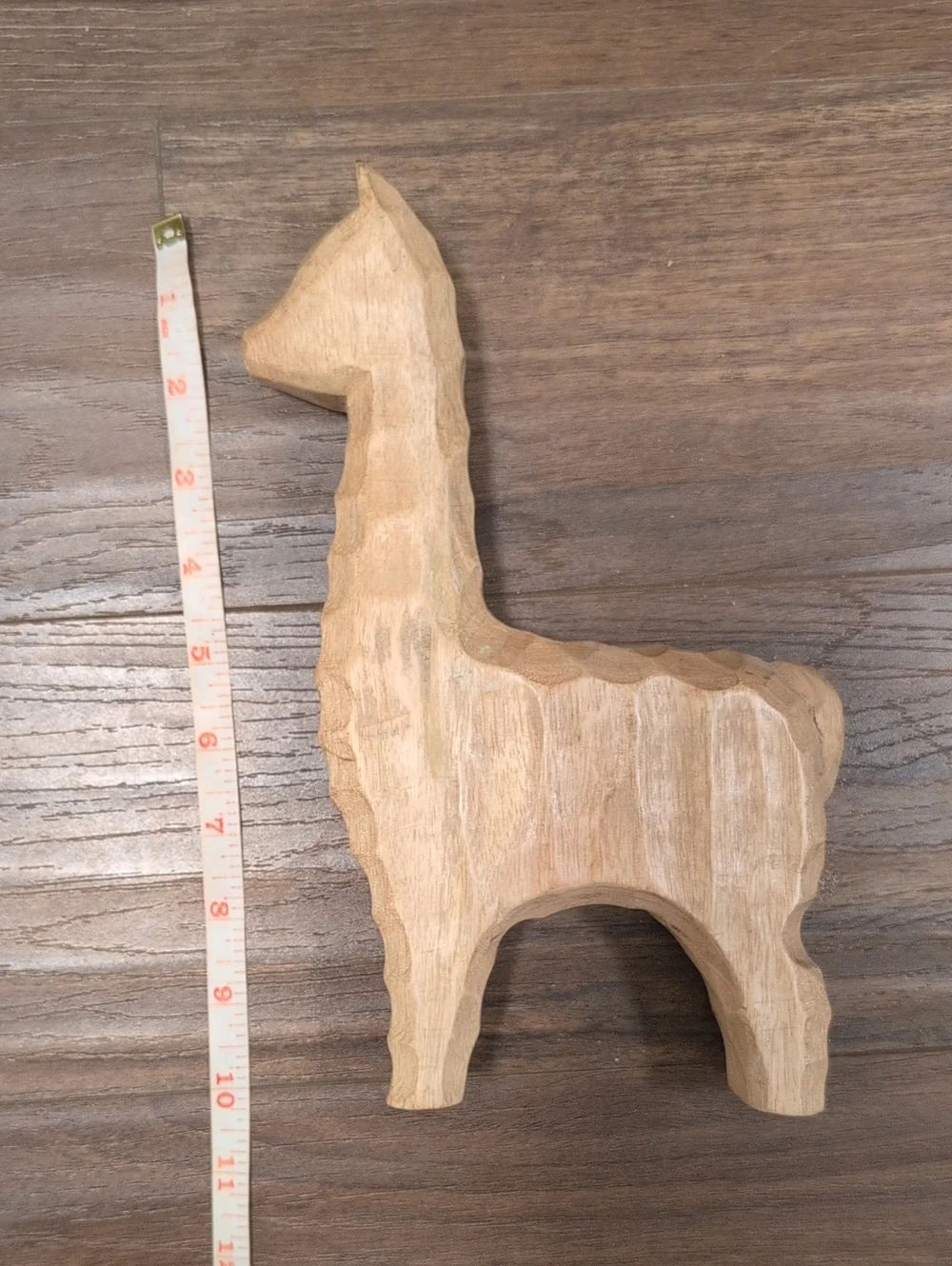 Alpaca Llama Natural Wood Statue